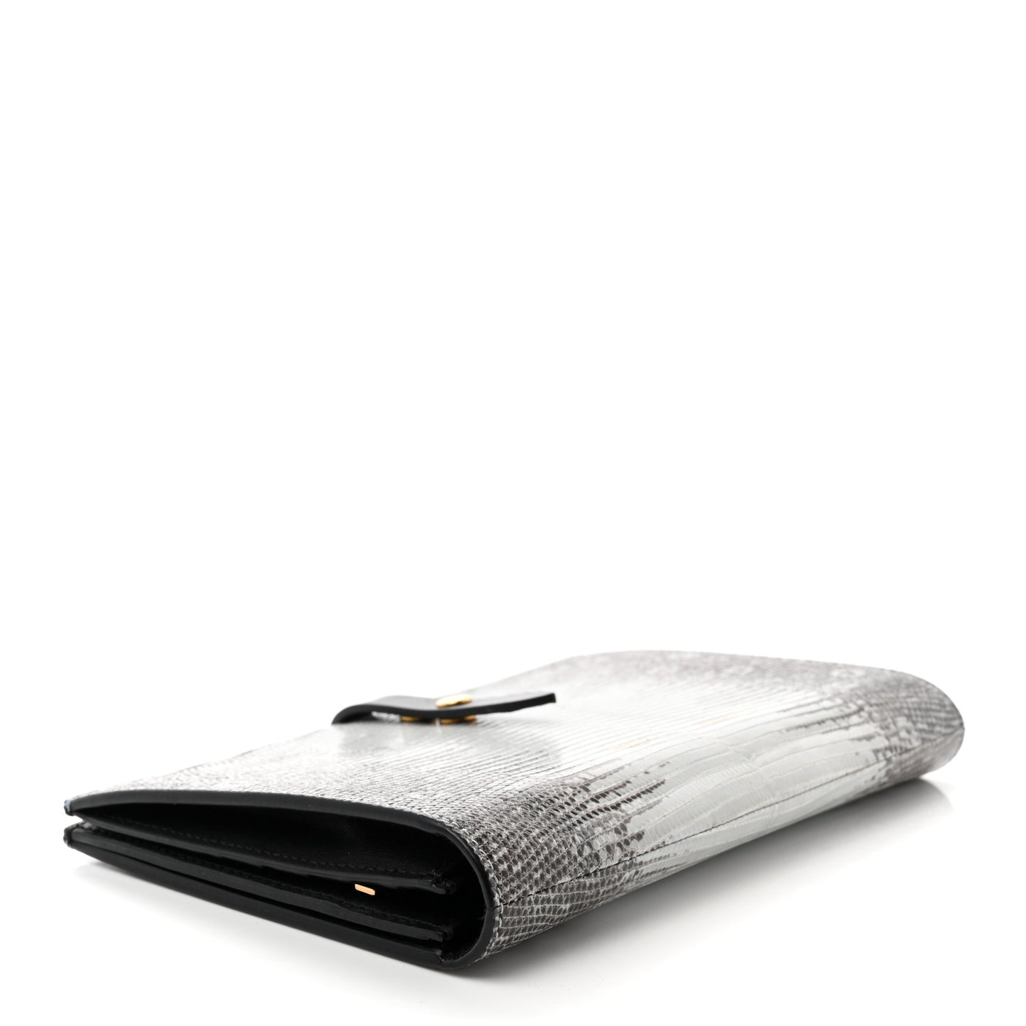 Lizard Calfskin Large Multifunction Strap Wallet Natural