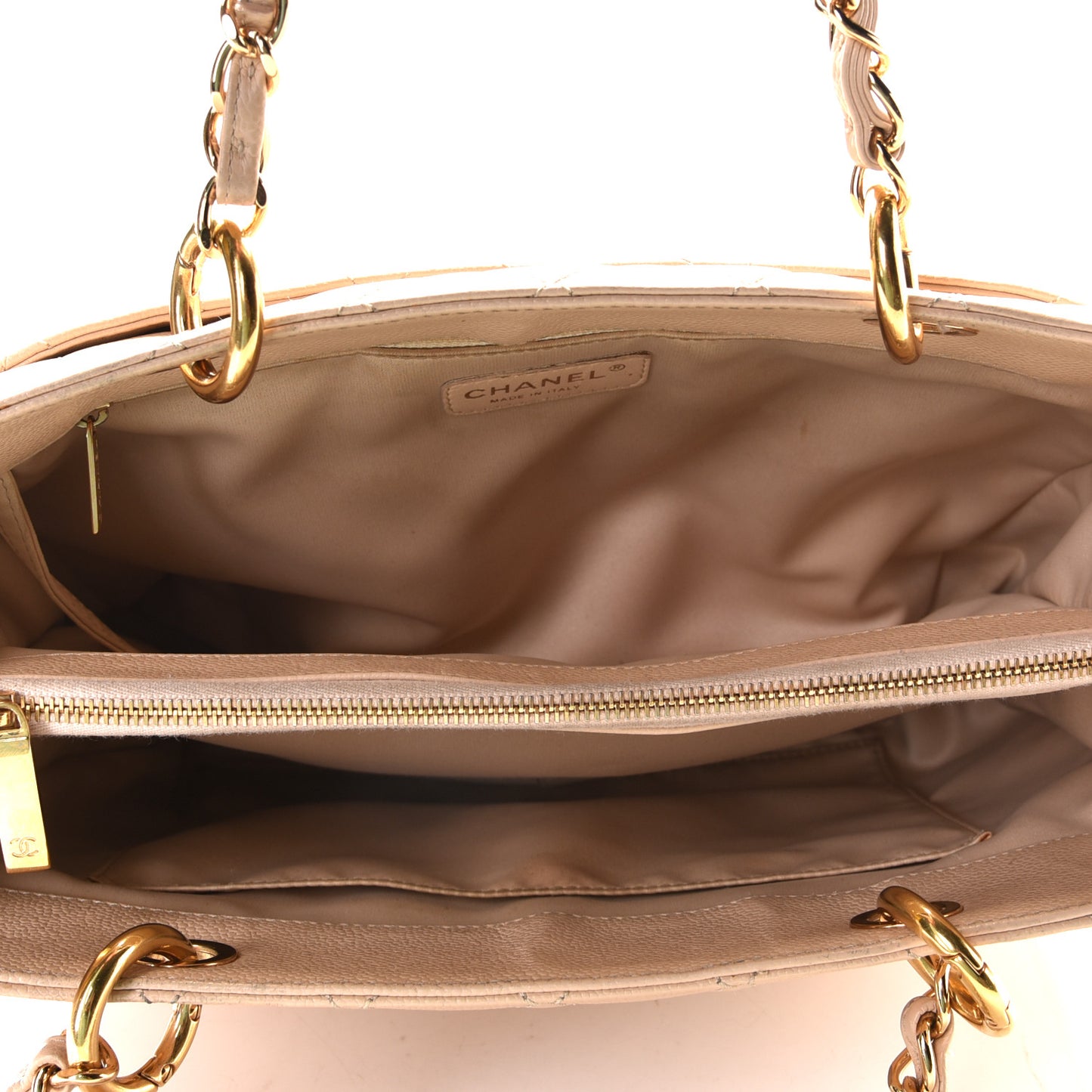 Caviar Quilted Grand Shopping Tote GST Beige