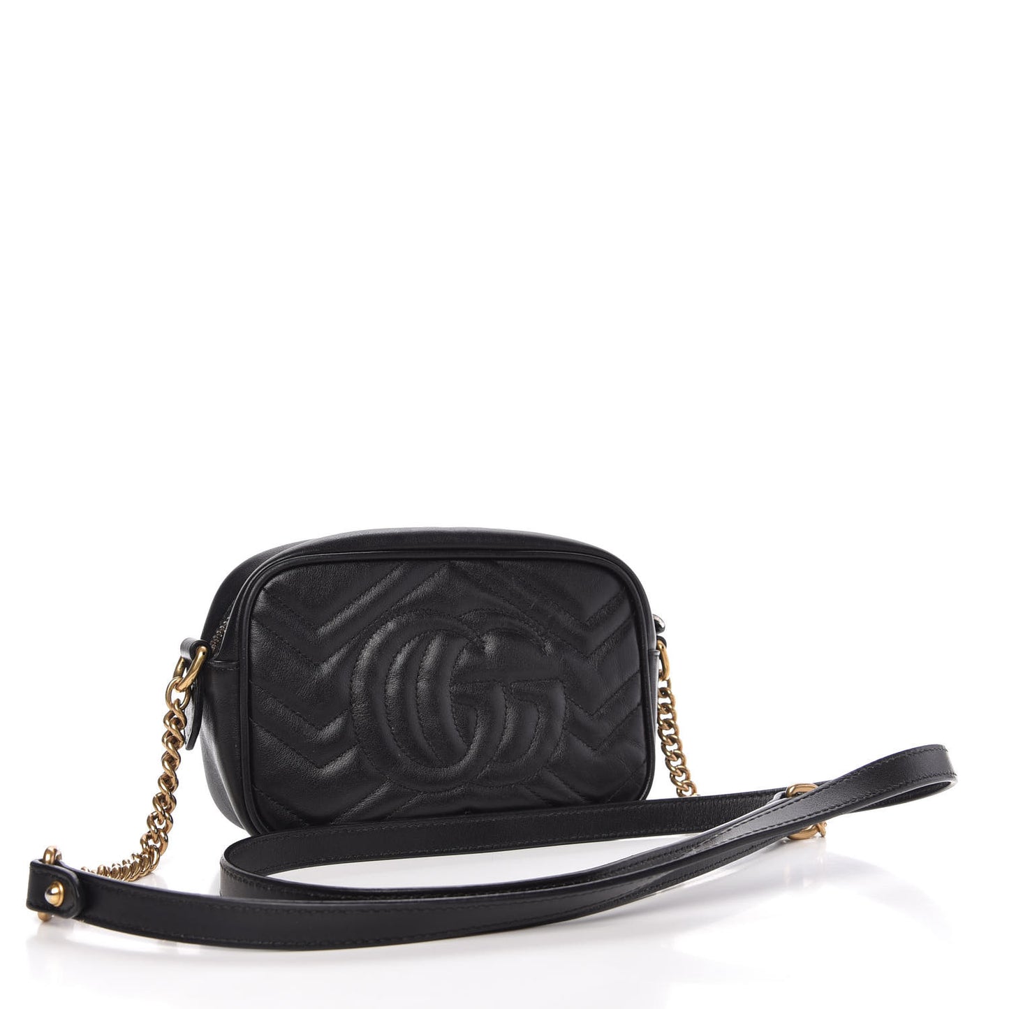 Calfskin Matelasse Mini GG Marmont Chain Shoulder Bag Black
