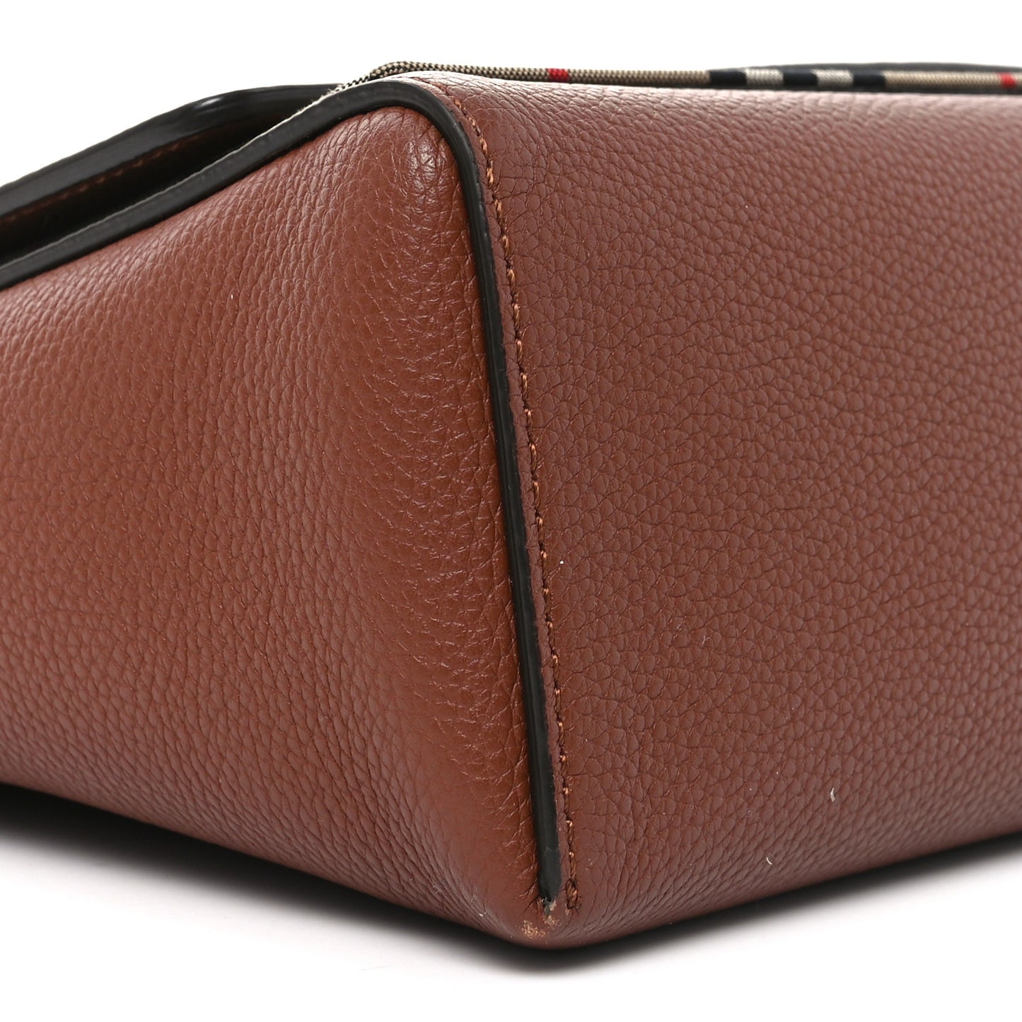 Grainy Calfskin Vintage Check Note Crossbody Bag Malt Brown