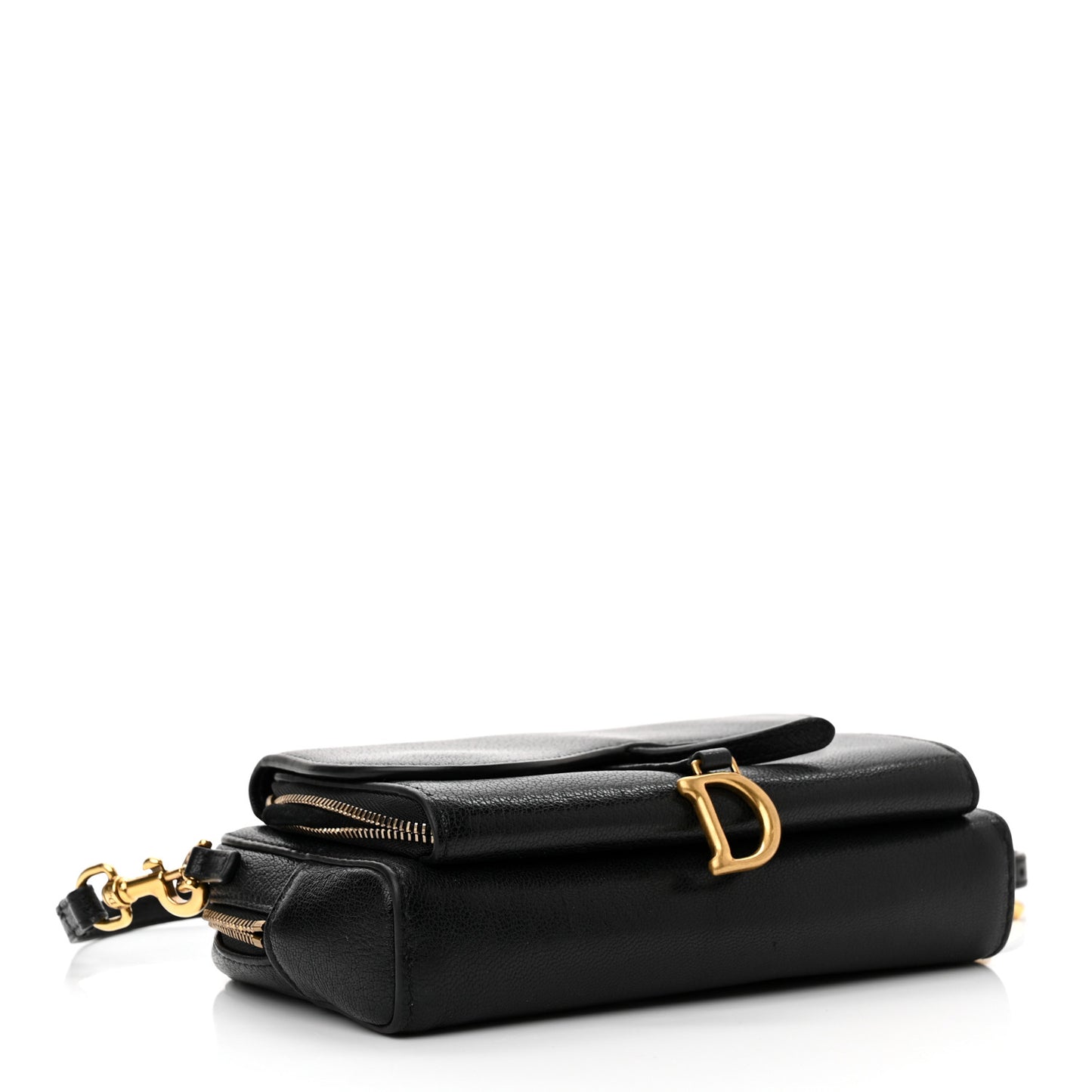 Goatskin Double Saddle Pouch Black