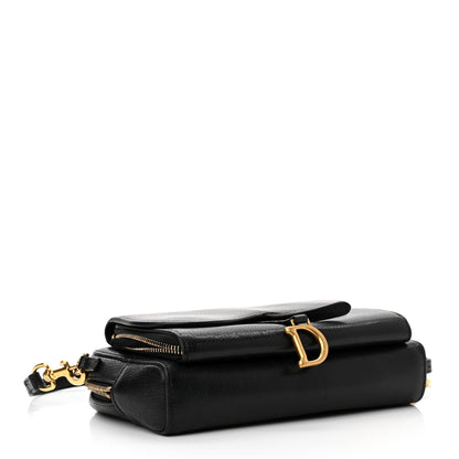 Christian Dior Goatskin Double Saddle Pouch Black 3 of 9