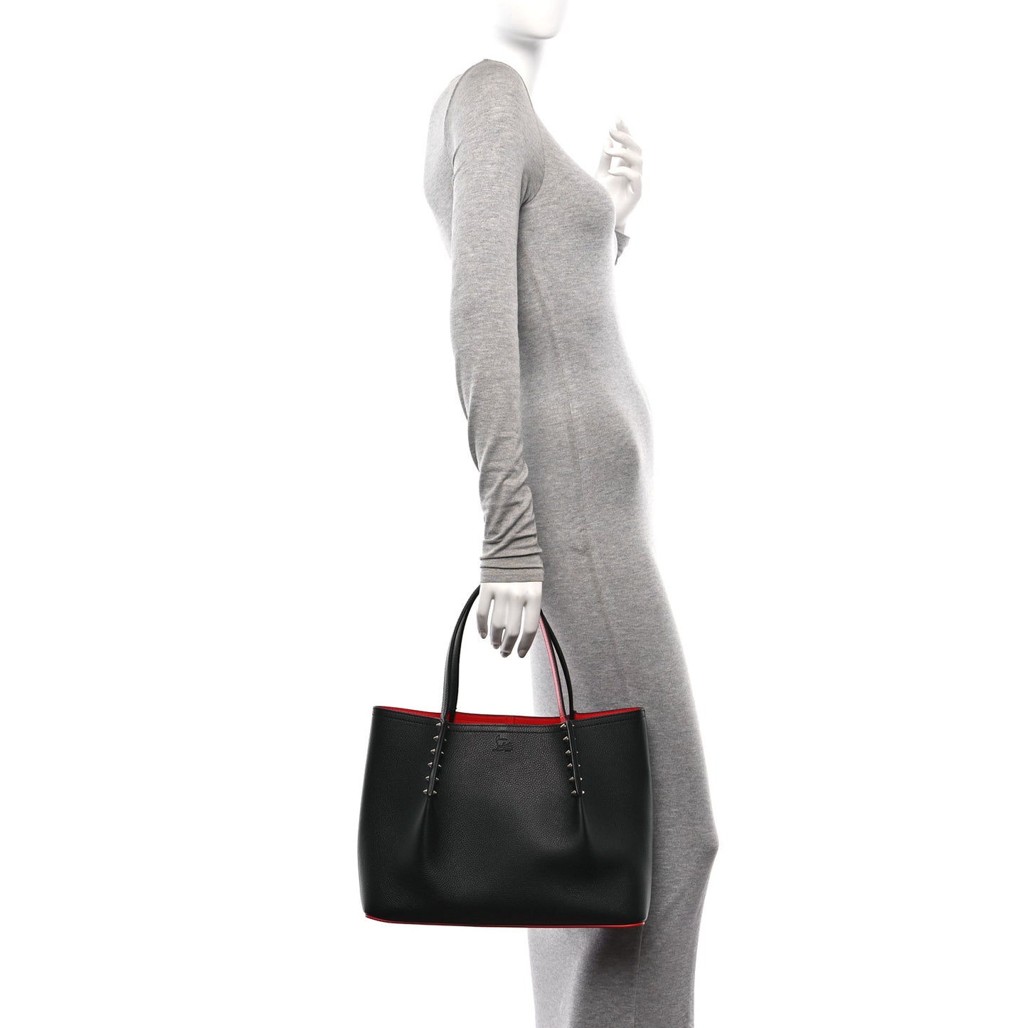 Calfskin Spiked Small Cabarock Shopper Tote Black