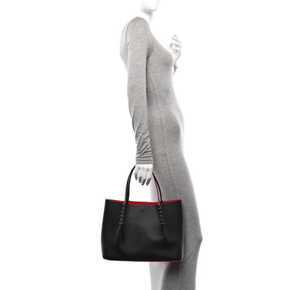 Christian Louboutin Calfskin Spiked Small Cabarock Shopper Tote Black 2 of 11