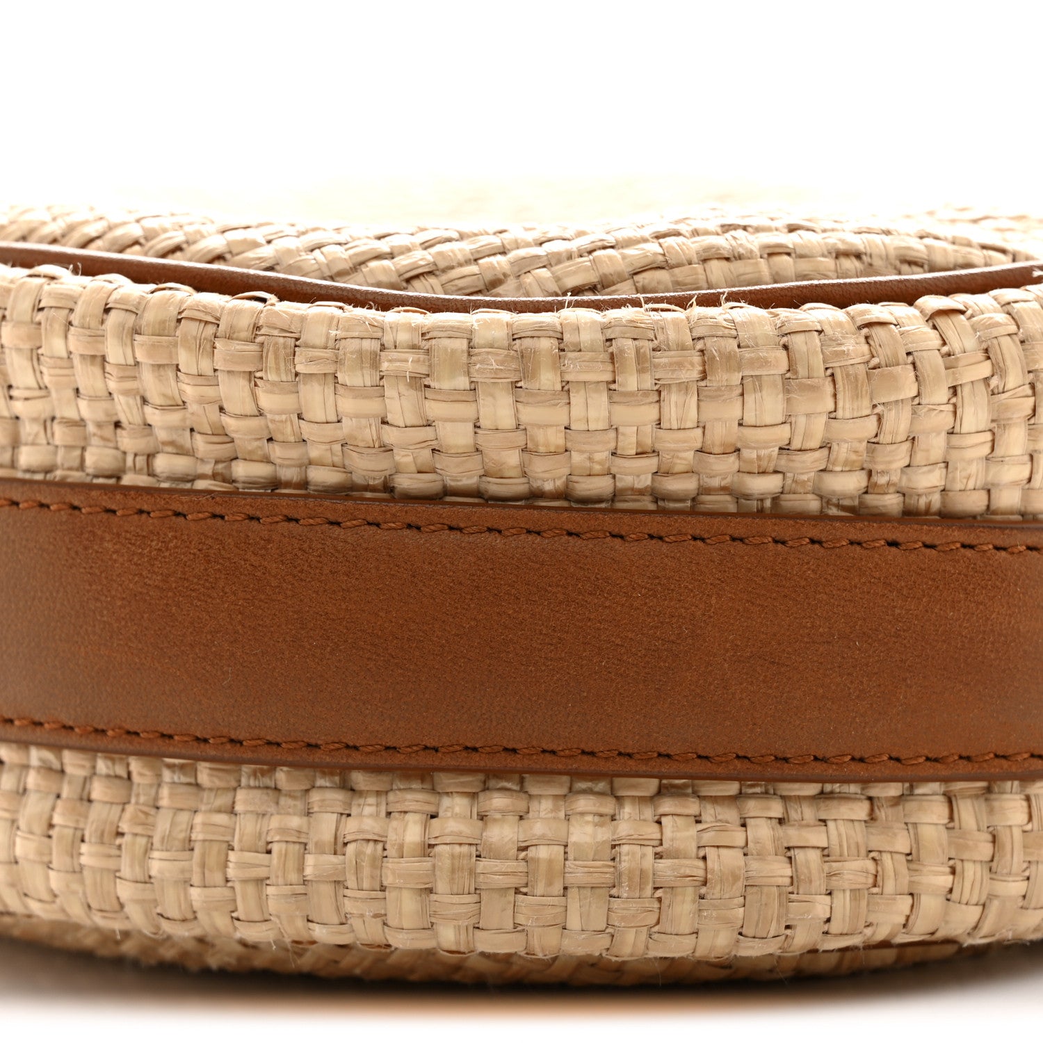 Saint Laurent Raffia Calfskin Round Camera Bag Golden Ecru Brick 10 of 11