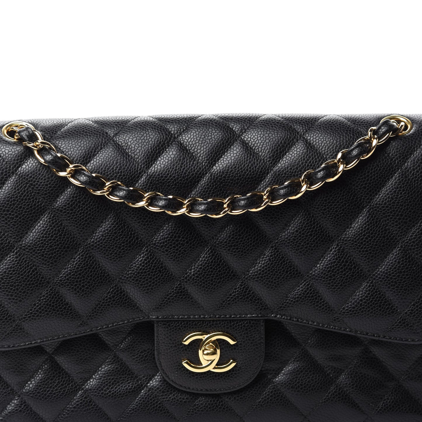 Caviar Quilted Jumbo Double Flap Black