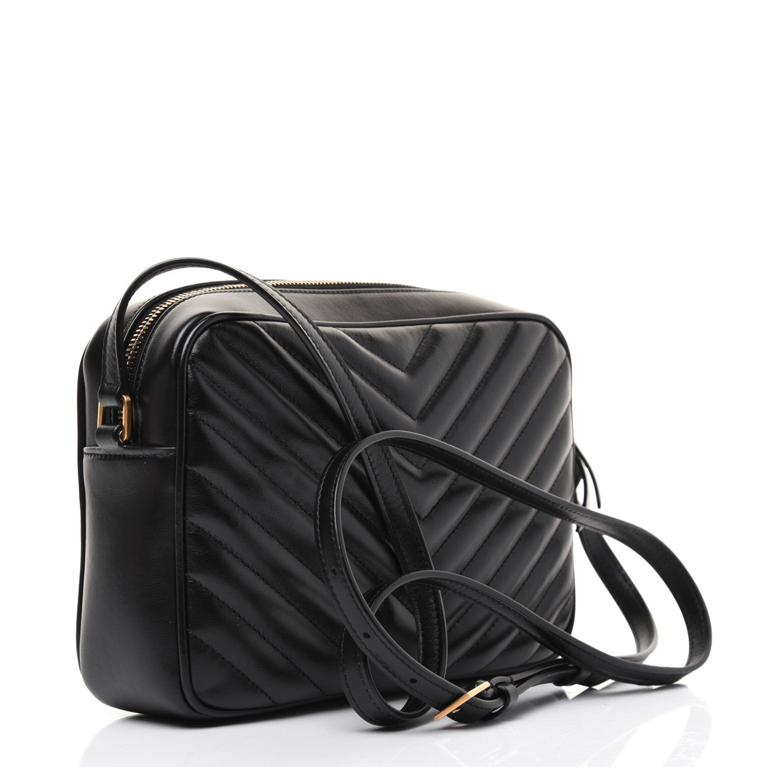 Saint Laurent Calfskin Matelasse Monogram Lou Camera Bag Black 3 of 17