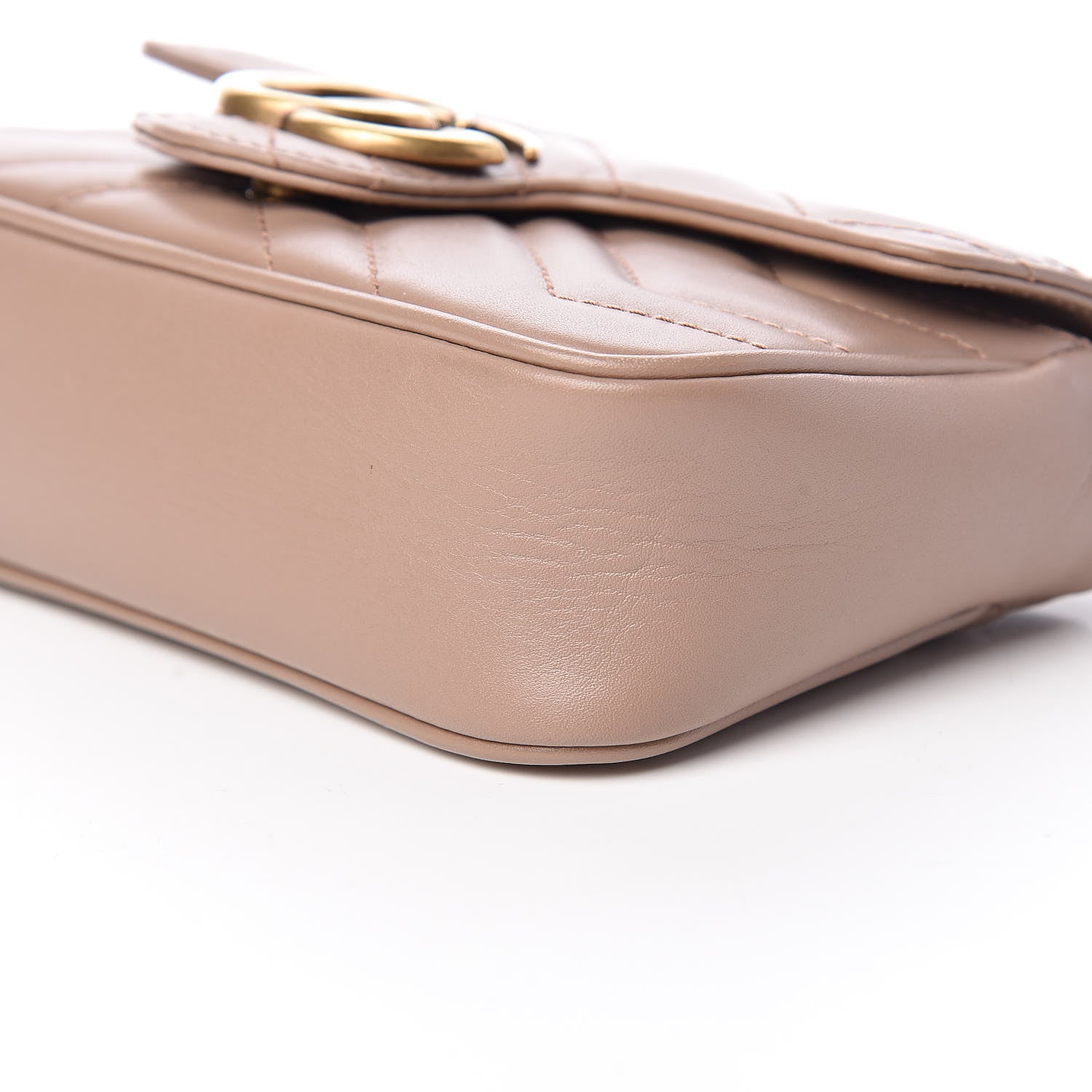 Gucci Calfskin Matelasse Super Mini GG Marmont Shoulder Bag Porcelain Rose 9 of 9