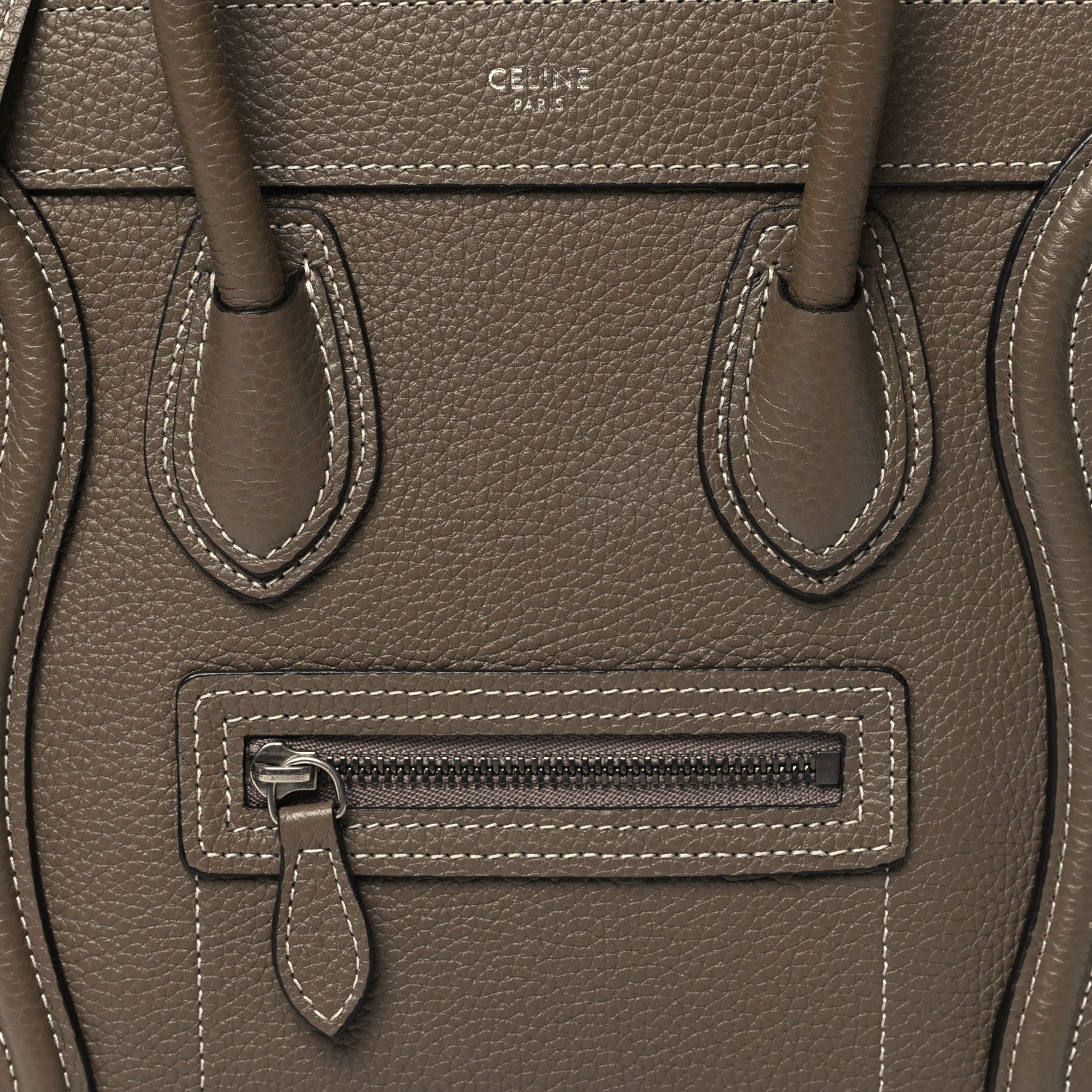 Celine Drummed Calfskin Nano Luggage Souris 8 of 10