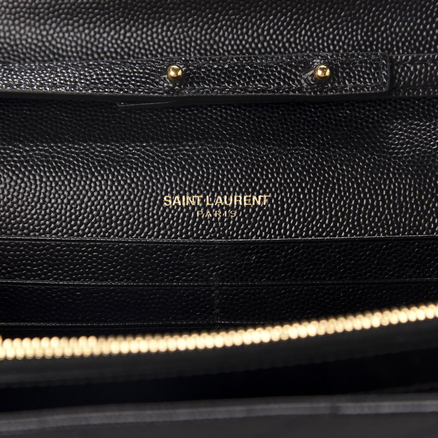Saint Laurent Grain De Poudre Matelasse Chevron Monogram Chain Wallet Black 7 of 9