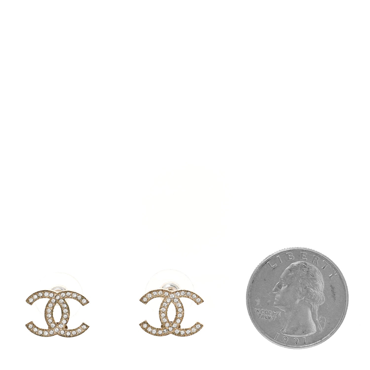Chanel Crystal CC Earrings Gold 2 of 4