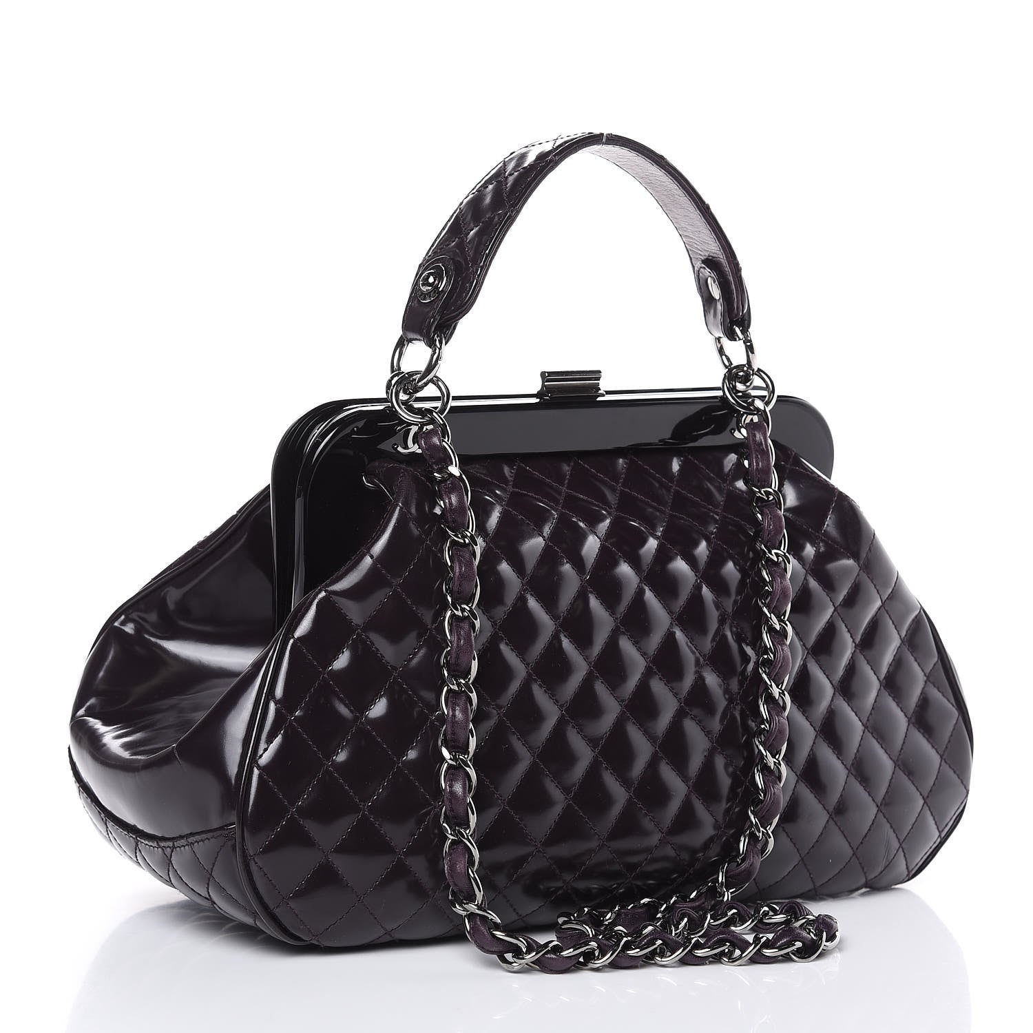 Chanel Glazed Calfskin Quilted Small Mademoiselle Frame Bag Purple 3 of 11