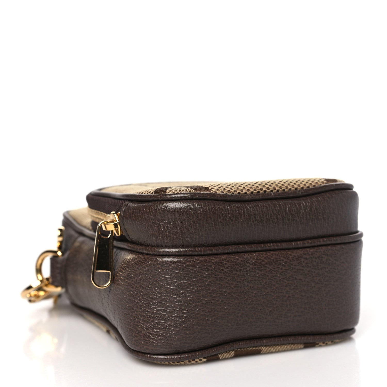 Gucci Monogram Jumbo GG Textured Dollar Calfskin Web Shoulder Bag Camel Ebony New Acero 4 of 10