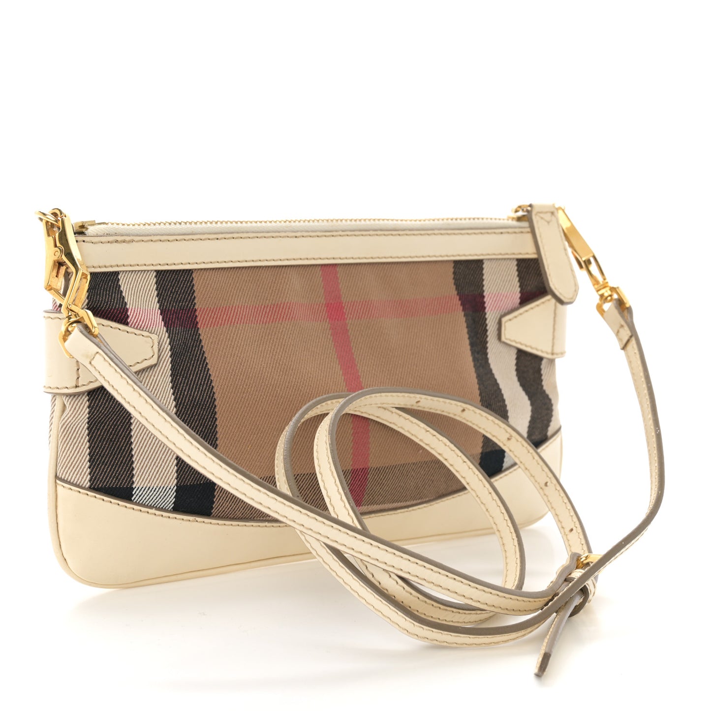 House Check Bridle Calfskin Peyton Crossbody White
