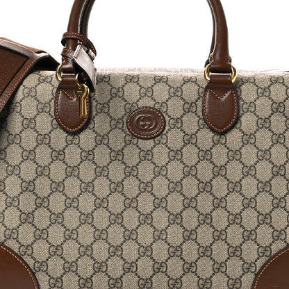 Gucci GG Supreme Monogram Azalea Calfskin Retro Interlocking G Duffle Bag Beige Ebony Brown Sugar 7 of 13