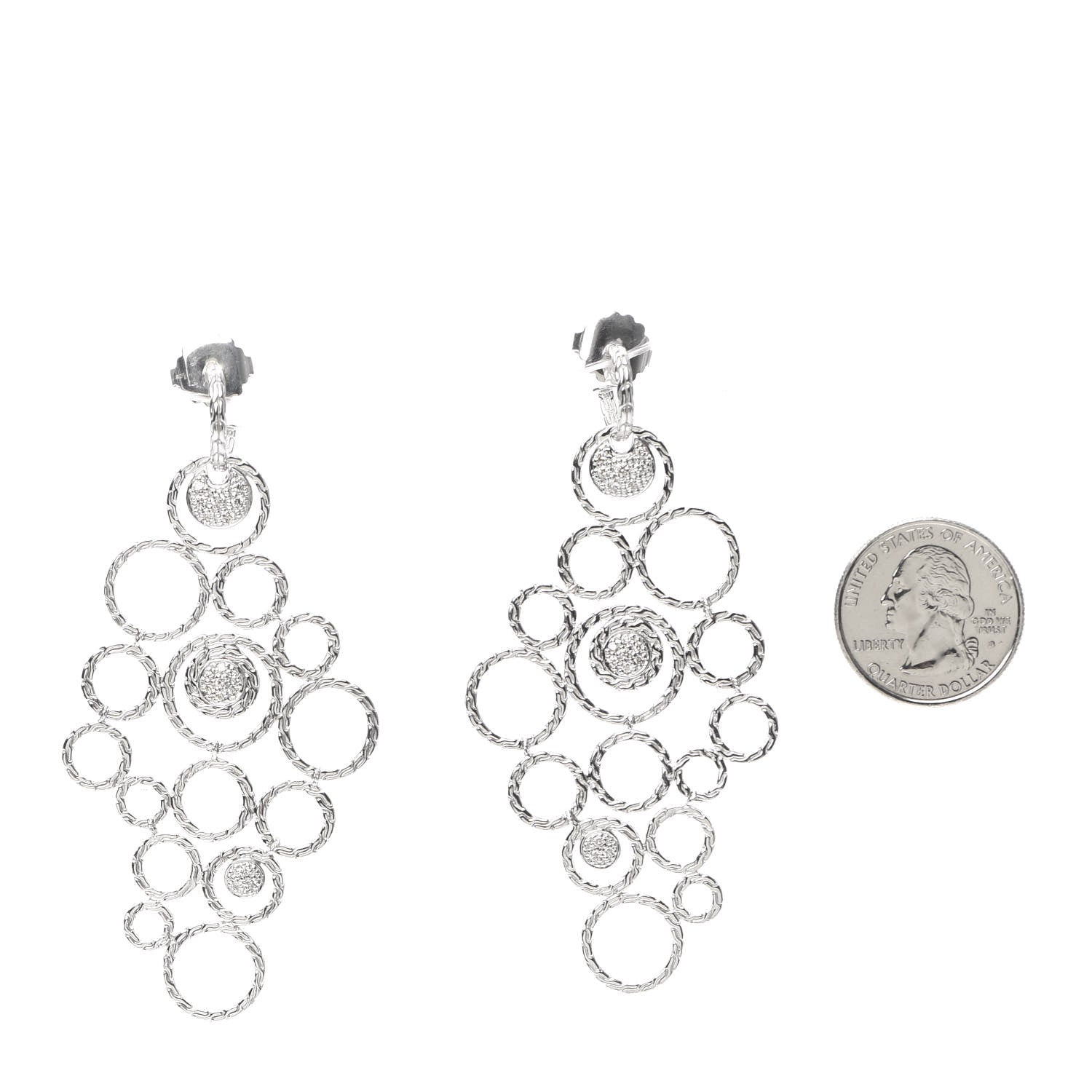 John Hardy Sterling Silver Pave Diamond Chandelier Earrings 2 of 5