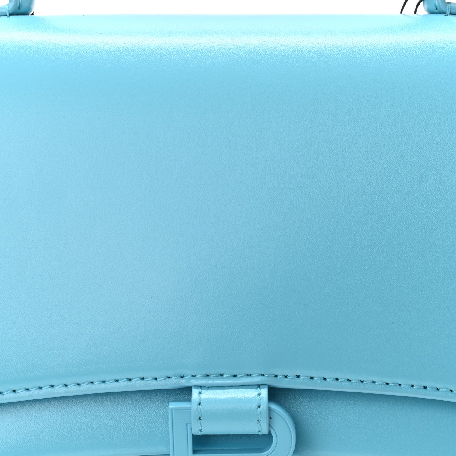 Balenciaga Shiny Box Calfskin Tonal B Hourglass Stretch Top Handle Bag Azur 7 of 9