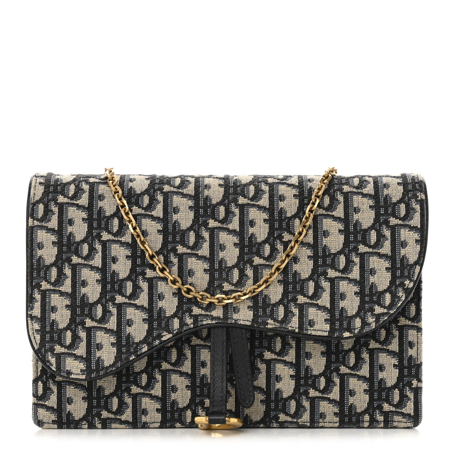 Christian Dior Oblique Saddle Chain Pouch Blue 1 of 12