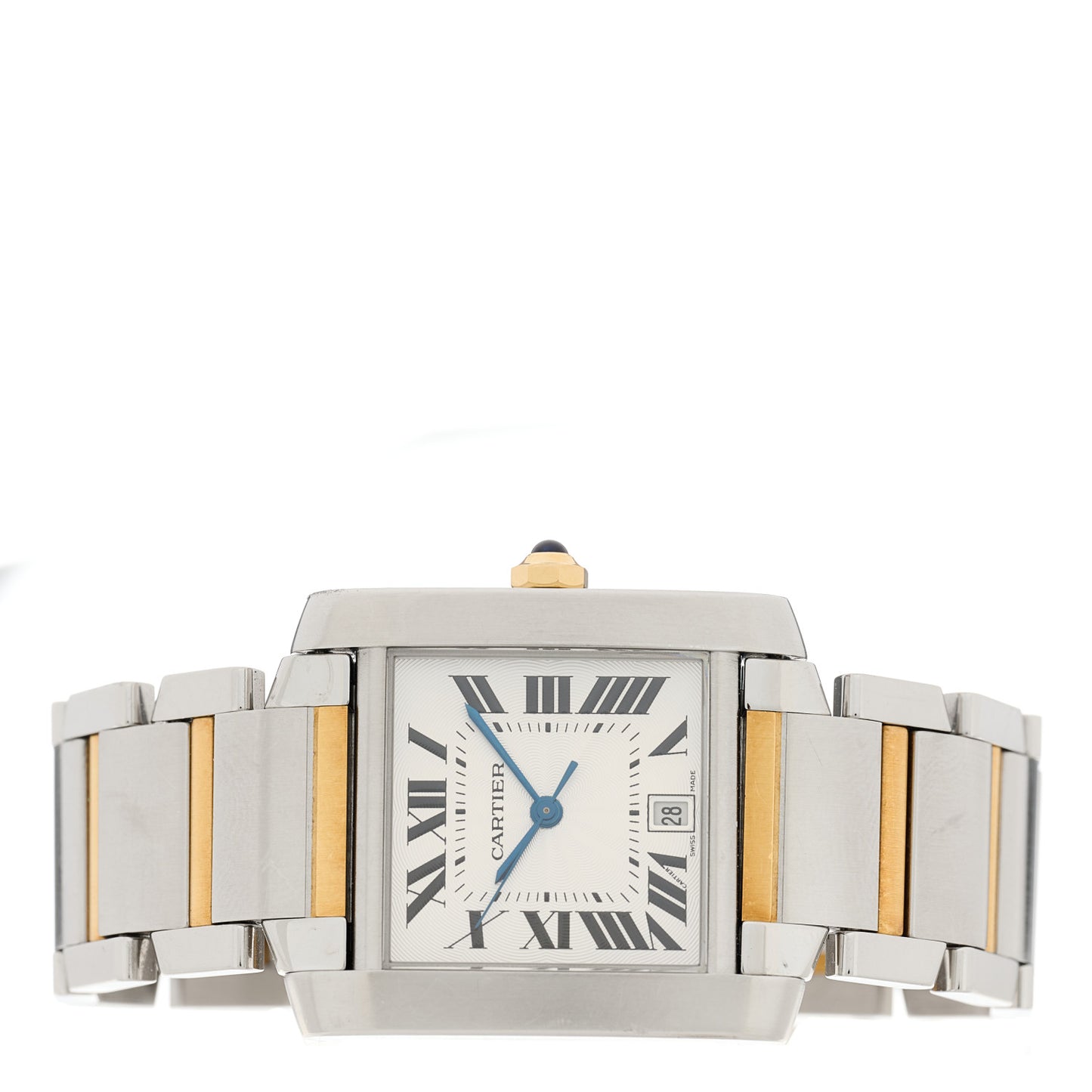 Stainless Steel 18K Yellow Gold 28mm Tank Francaise Automatic Watch