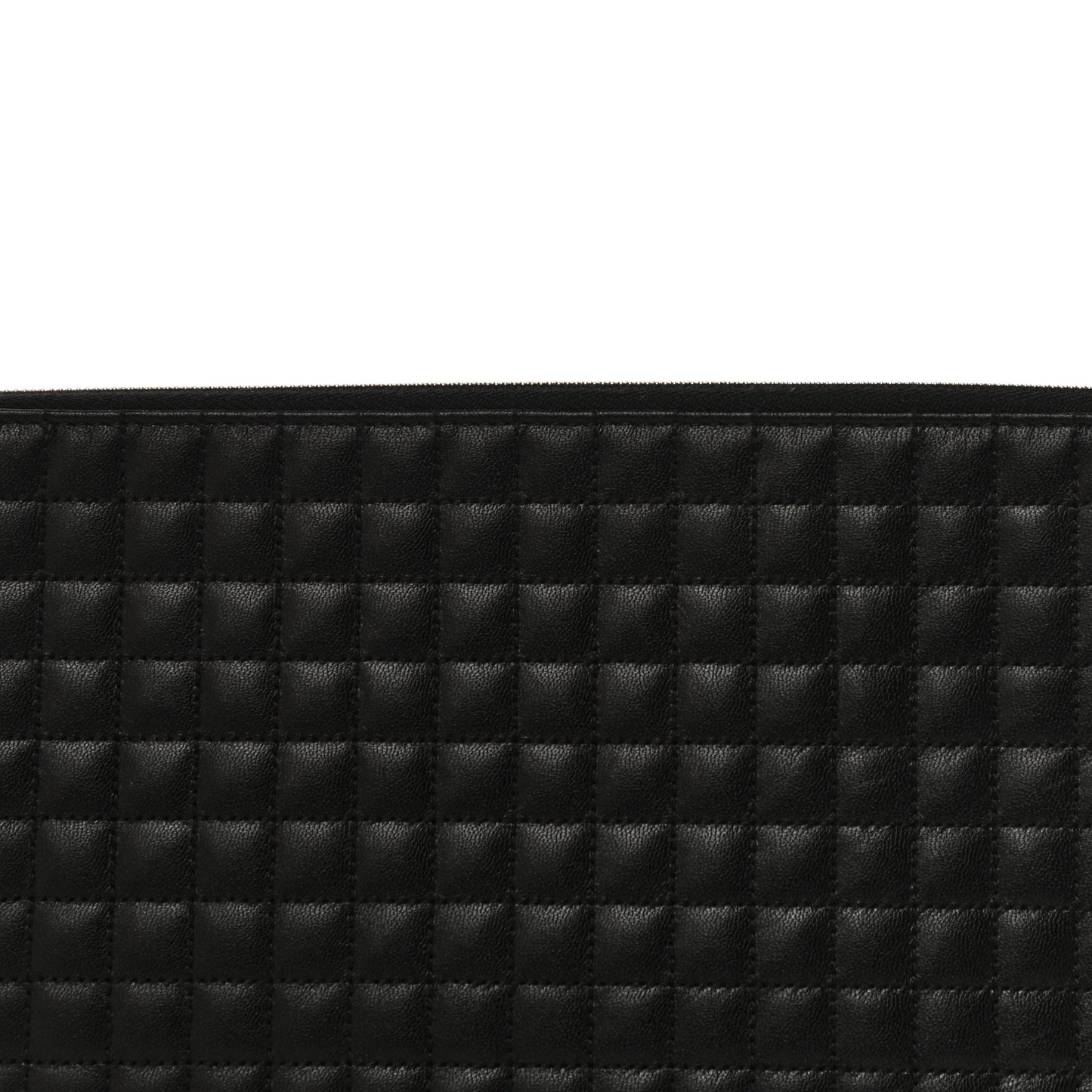Calfskin Quilted C Charm Pouch Black