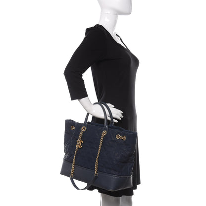 Chanel Iridescent Caviar Quilted Globe Trotter Shopping Tote Navy Blue 3 of 17