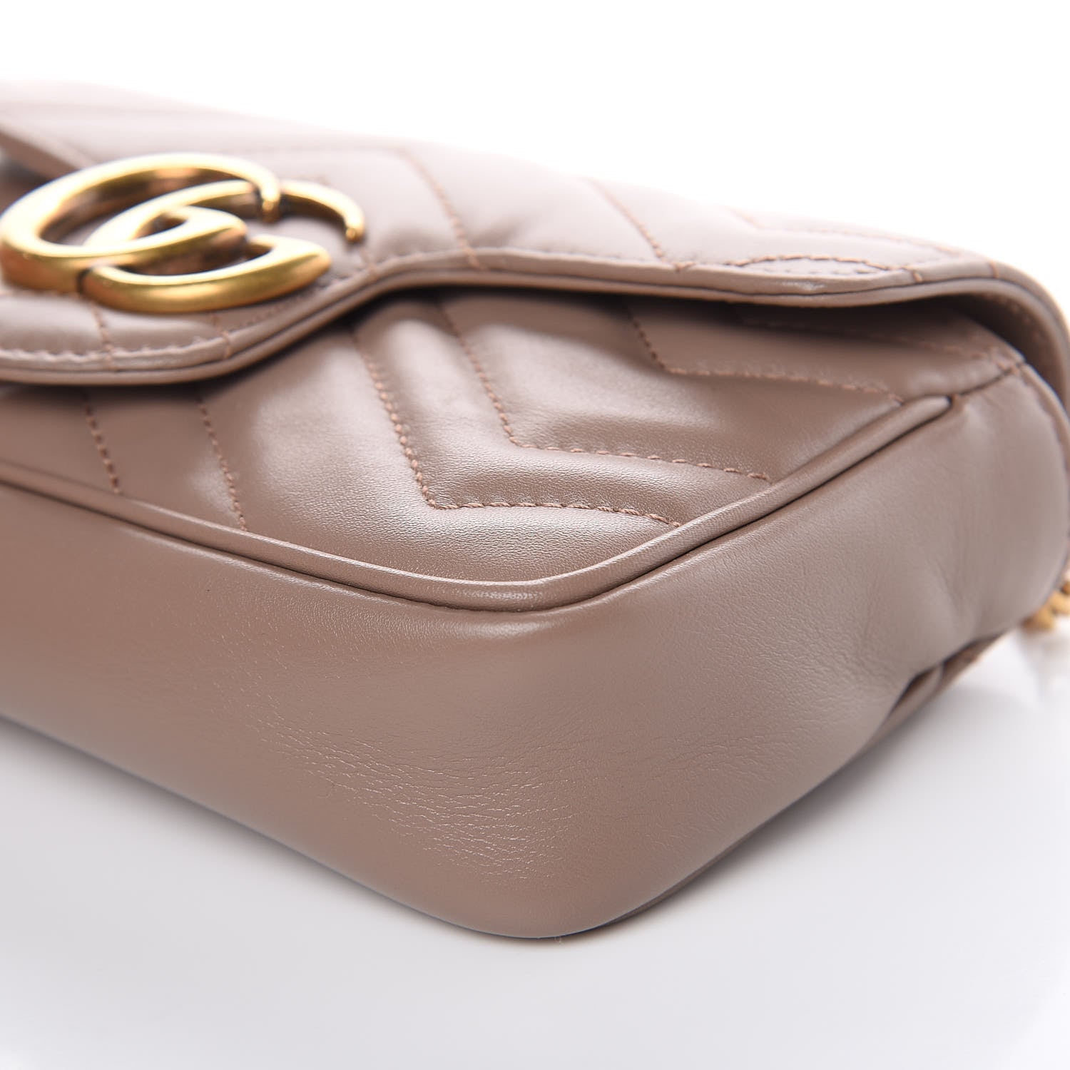Gucci Calfskin Matelasse Super Mini GG Marmont Shoulder Bag Porcelain Rose 9 of 10