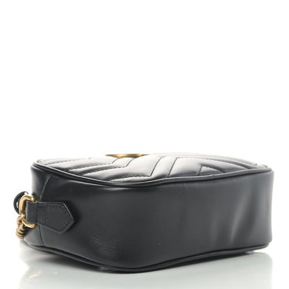 Gucci Calfskin Matelasse Mini GG Marmont Chain Shoulder Bag Black 3 of 4