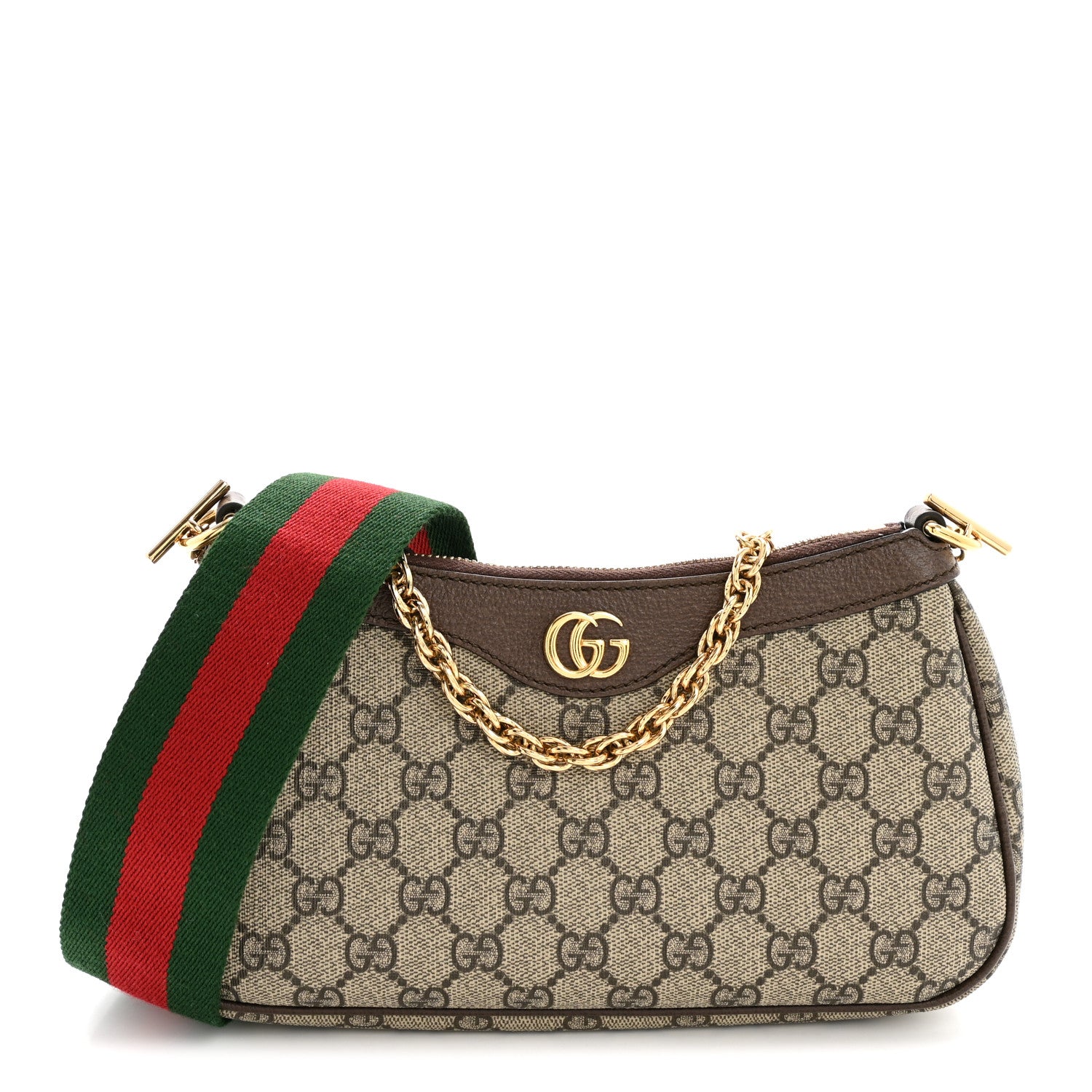 Gucci GG Supreme Monogram Textured Dollar Calfskin Web Small Ophidia GG Handbag Beige Ebony New Acero 1 of 13