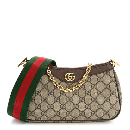 Gucci GG Supreme Monogram Textured Dollar Calfskin Web Small Ophidia GG Handbag Beige Ebony New Acero 1 of 13