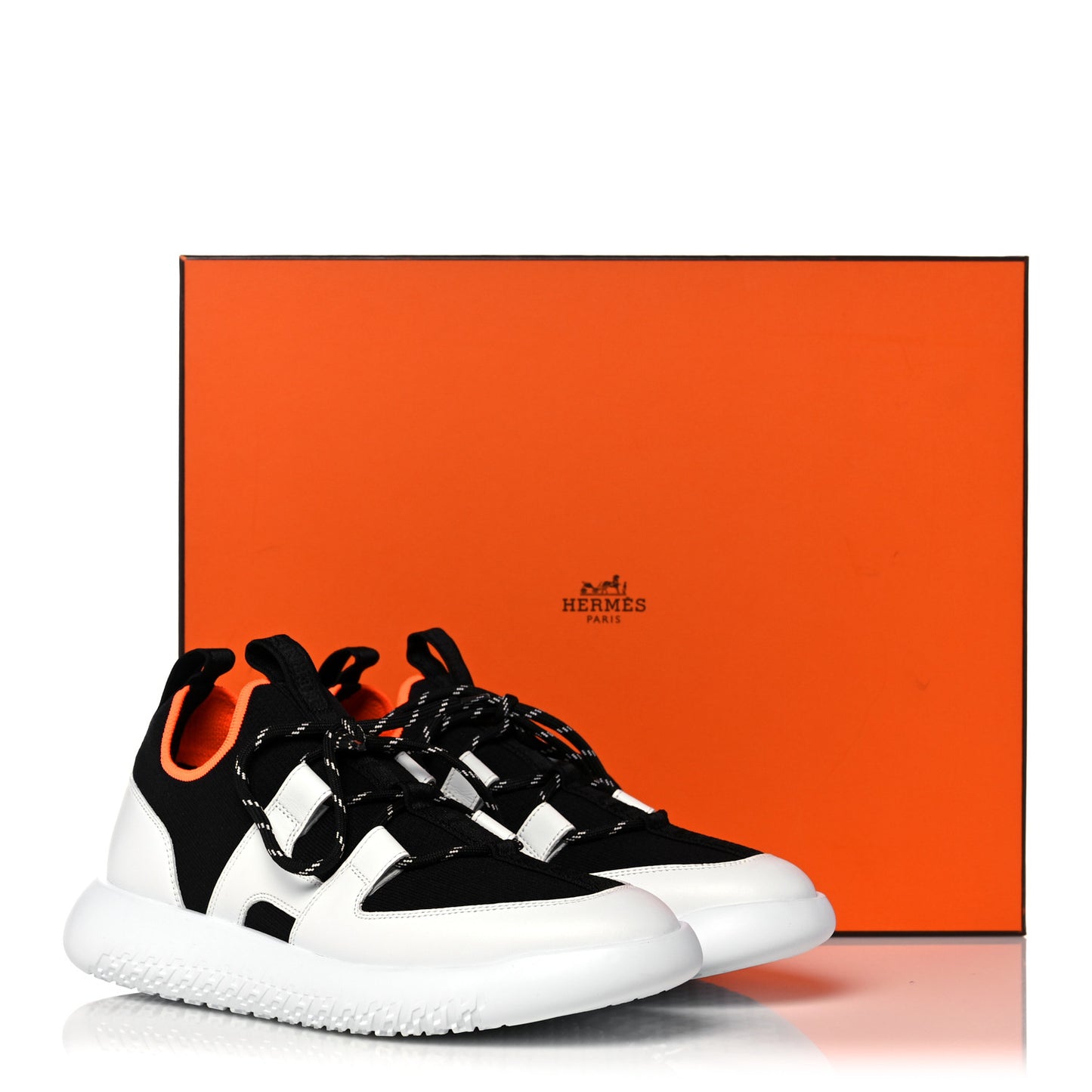 Technical Canvas Calfskin Womens Duel Sneakers 36 White Black