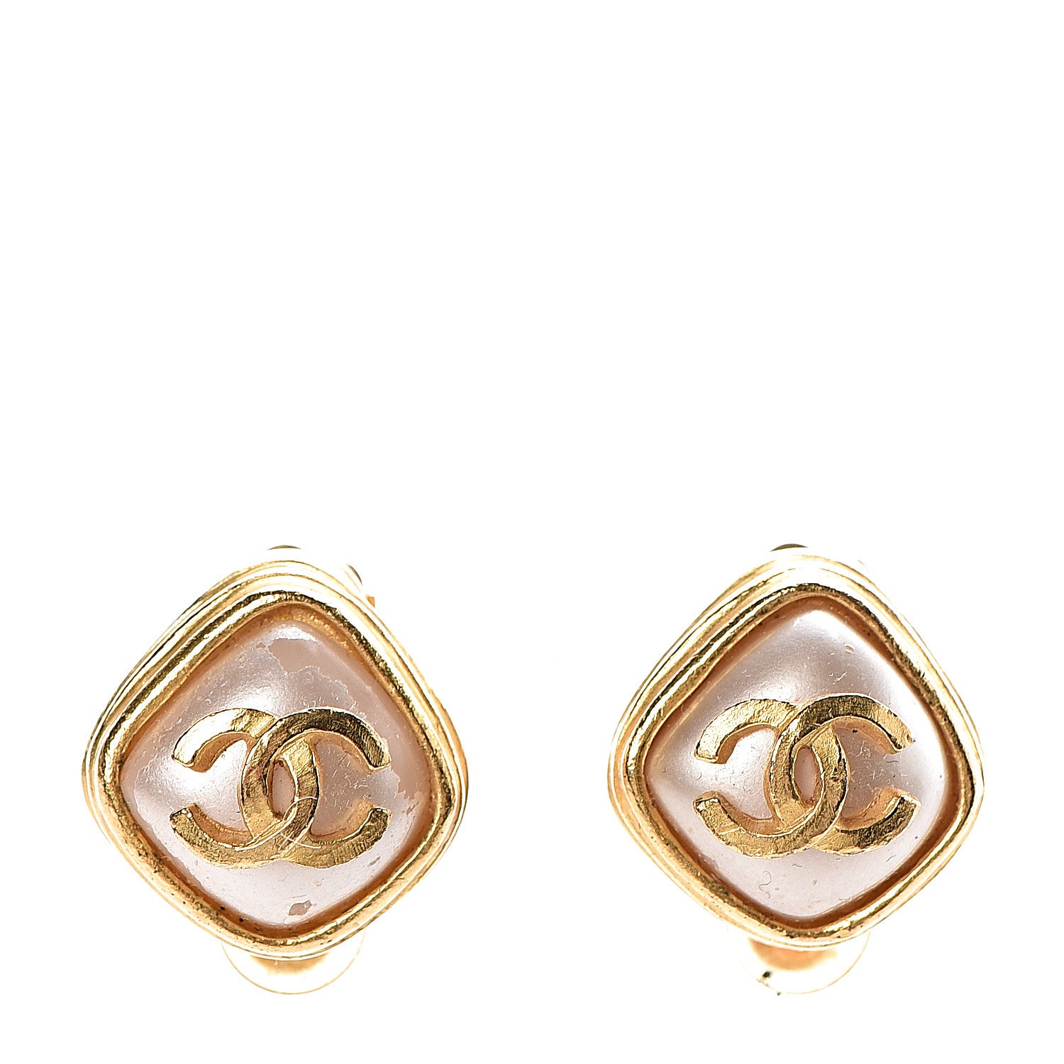 Chanel Pearl CC Clip On Earrings Gold 1 of 4