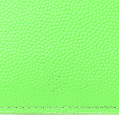 Saint Laurent Grain De Poudre Card Case Neon Bright Green 8 of 9