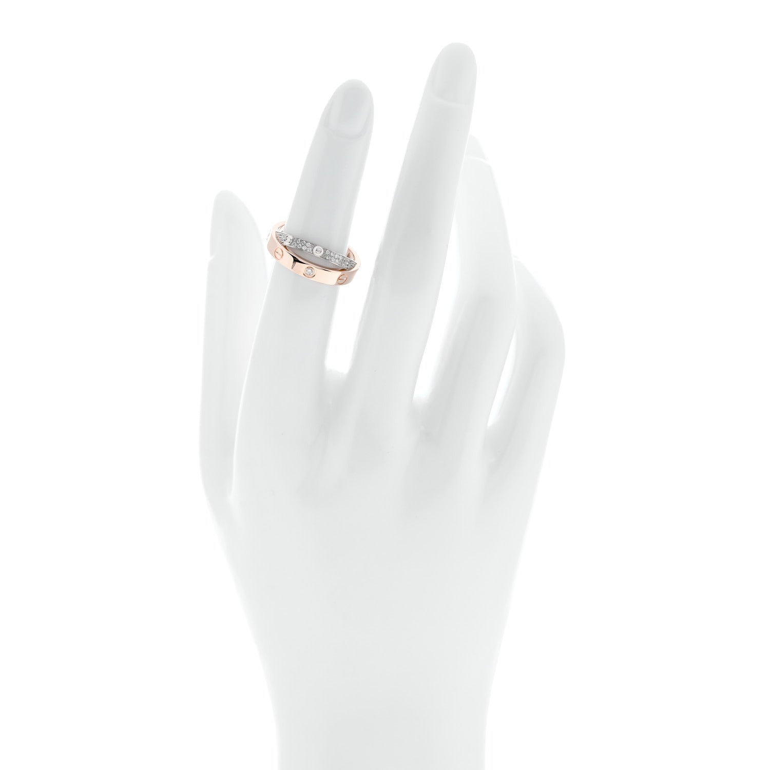 Cartier 18K Pink White Gold Diamond LOVE Pave Ring 49 5 2 of 6