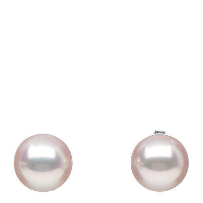 Mikimoto 18K White Gold Akoya Pearl 8.5-9mm Stud Earrings AAA 1 of 5