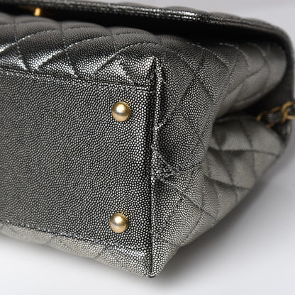 Chanel Metallic Caviar Quilted Small Coco Handle Flap Silver 8 of 9