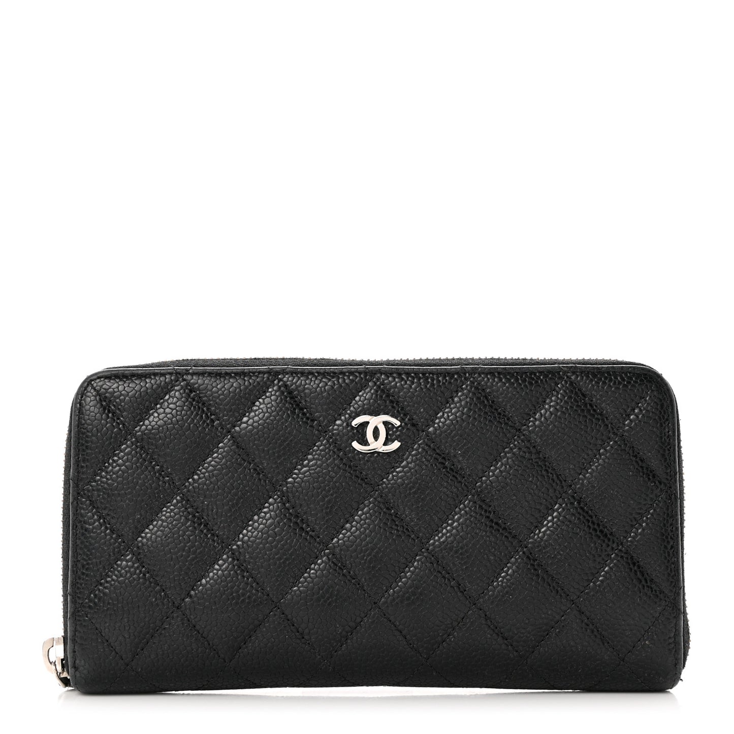 Caviar Quilted Large Gusset Zip Around Wallet Black
