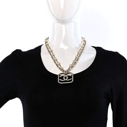Chanel Pearl Crystal CC Double Strand Necklace Gold 2 of 4
