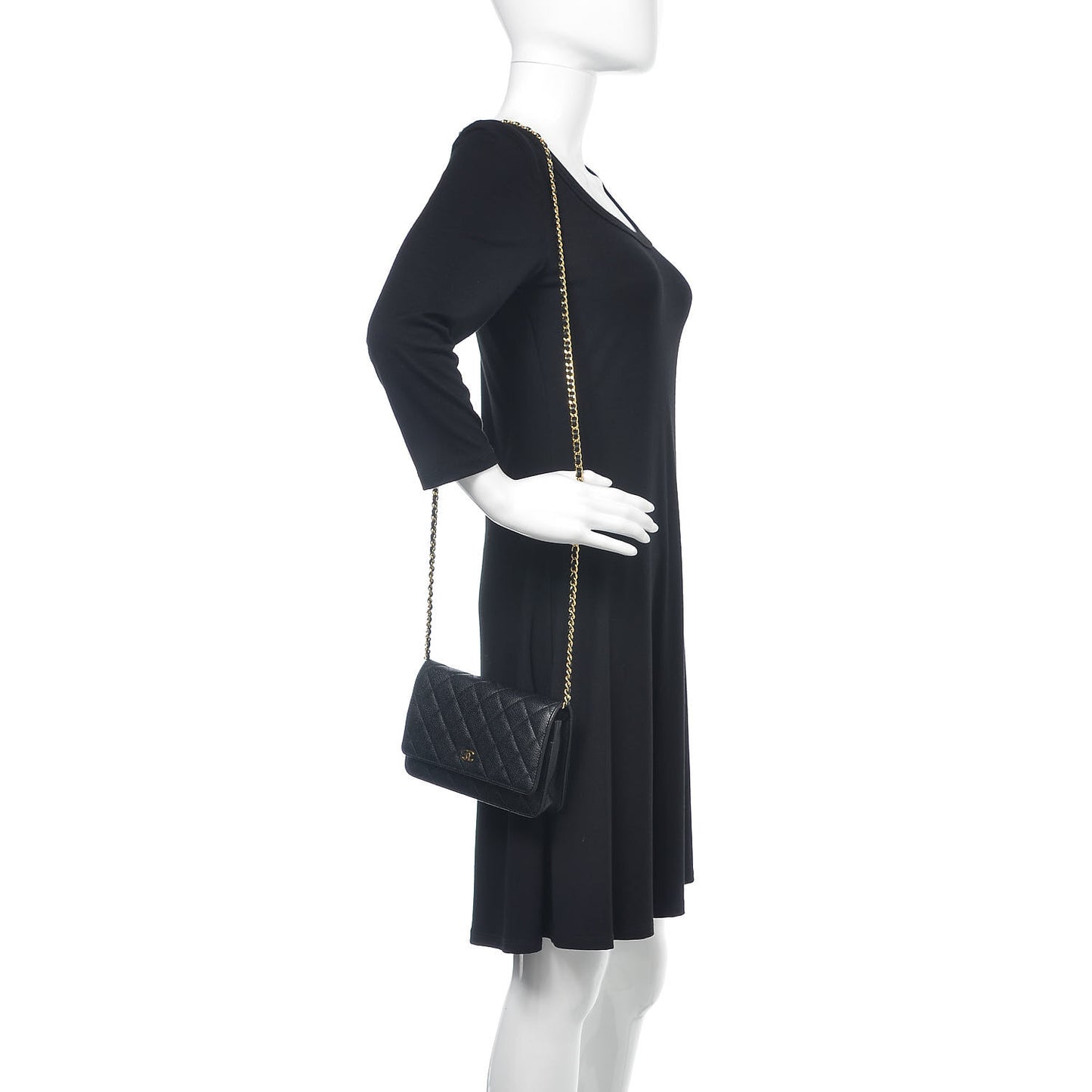 Caviar Quilted Wallet On Chain WOC Black