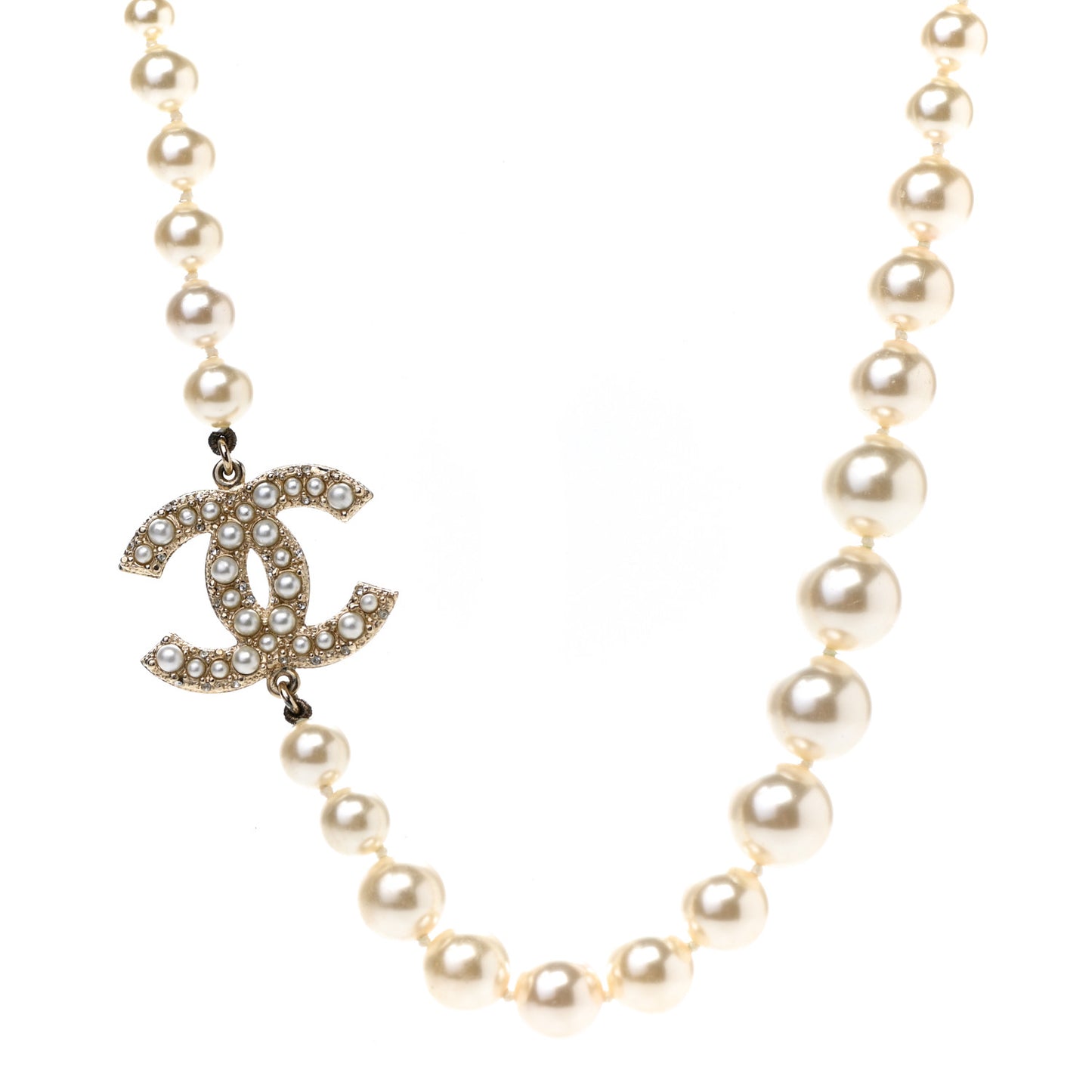 Pearl CC 100th Anniversary Necklace Light Gold