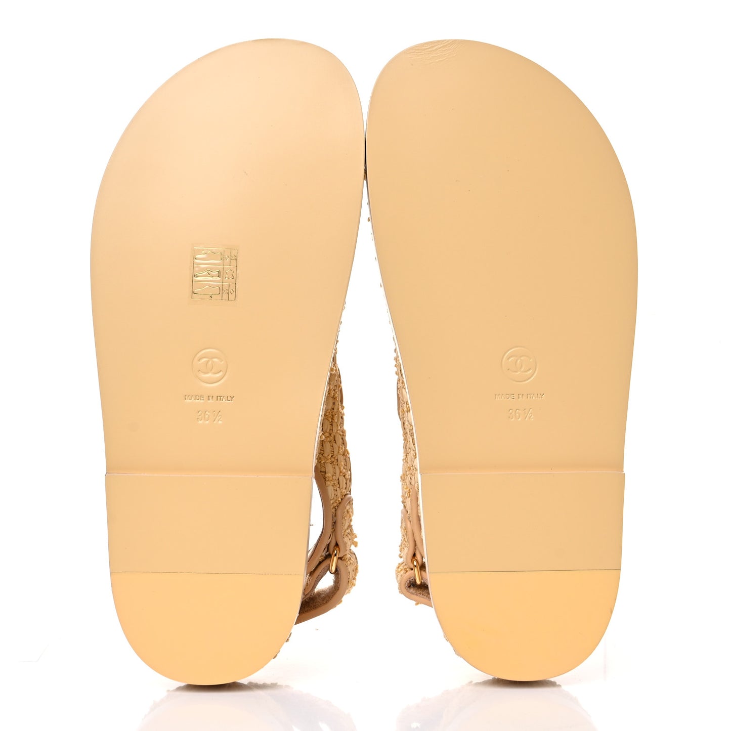 Braided Fabric Velcro Dad Sandals 36.5 Beige