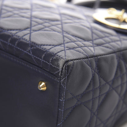 Christian Dior Lambskin Cannage Medium Lady Dior Navy Blue 9 of 15