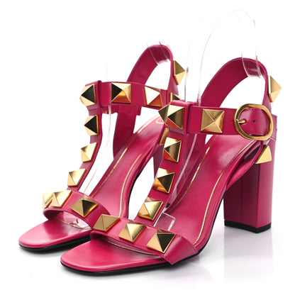 Valentino Garavani Calfskin Roman Stud T-Strap 90mm Sandals 38 Blossom 3 of 11