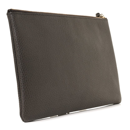 Gucci Calfskin Large Bamboo Clutch Grey 3 of 9