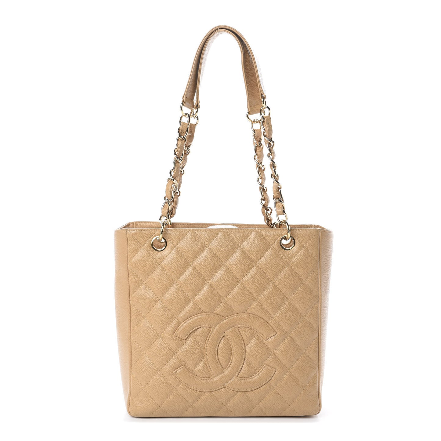 Caviar Quilted Petit Shopping Tote PST Beige