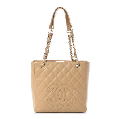 Chanel Caviar Quilted Petit Shopping Tote PST Beige 1 of 9