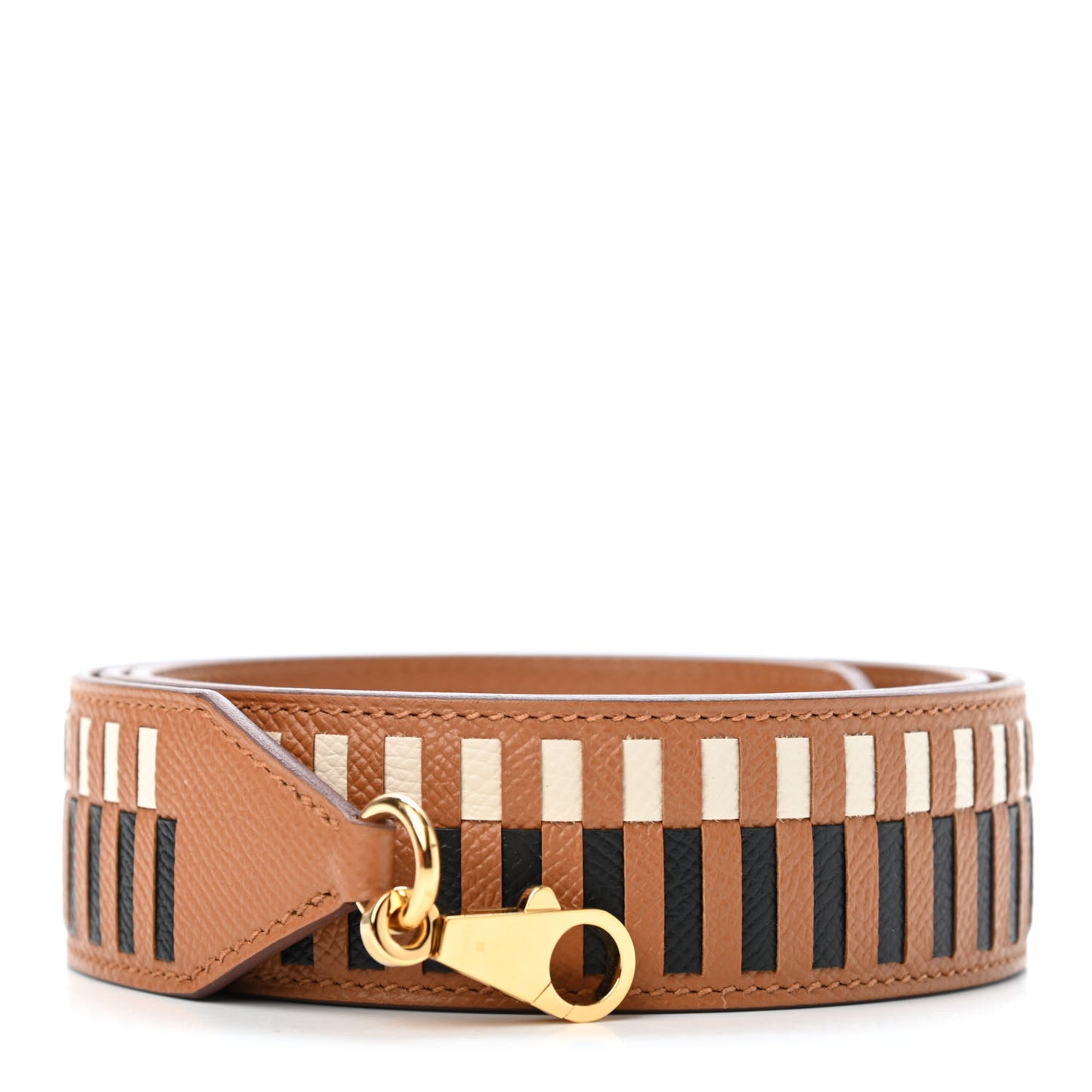 Epsom 40mm Tressage Shoulder Strap Black Craie Gold