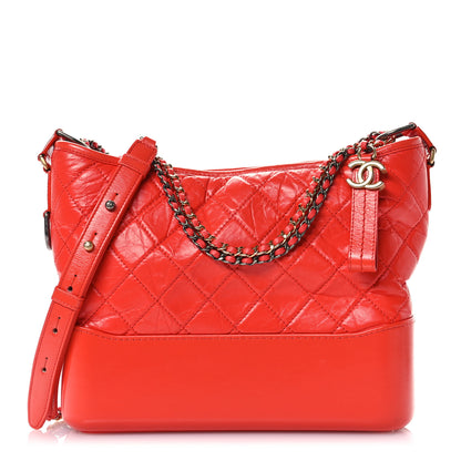 Chanel Aged Calfskin Quilted Medium Gabrielle Hobo Red 1 of 10