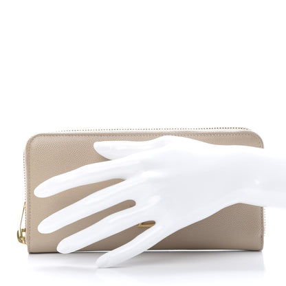 Saint Laurent Grain De Poudre Monogram Zip Around Wallet Nude Powder 2 of 9