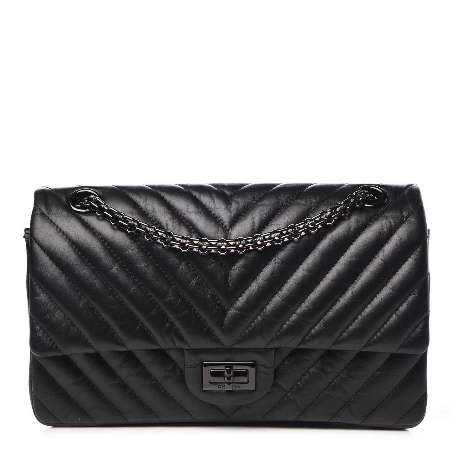Aged Calfskin Chevron Quilted 2.55 Reissue 225 So Black