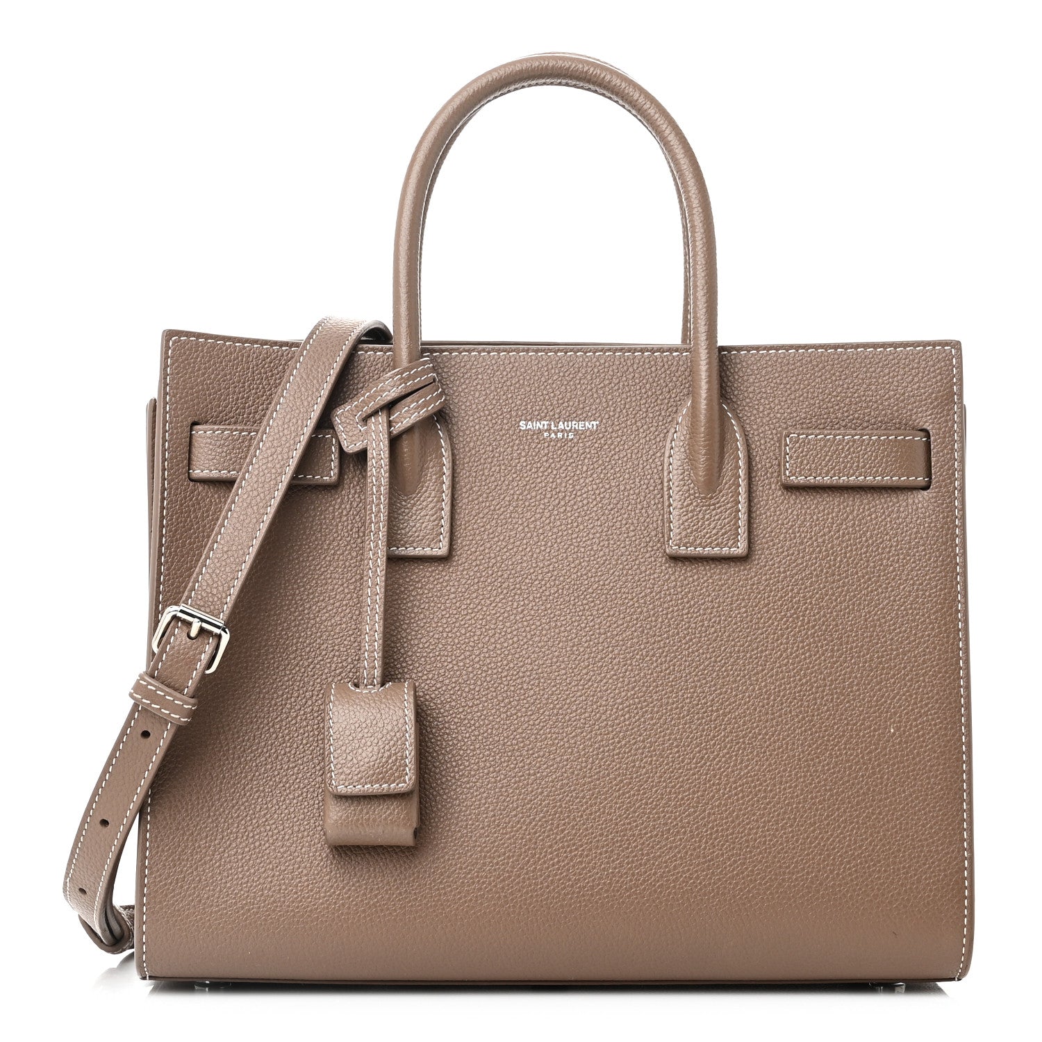 Saint Laurent Grained Calfskin Topstich Baby Sac De Jour Taupe 1 of 9